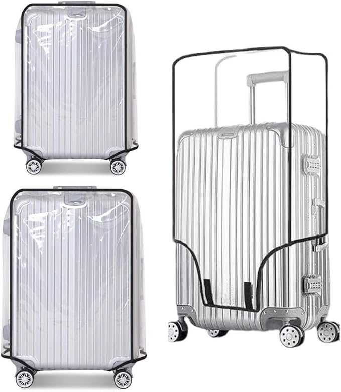 Clear PVC Luggage Cover Protectors - Transparent Waterproof Suitcase Sleeve for 20"+24"+28" Wheeled Suitcases (3PCS)
