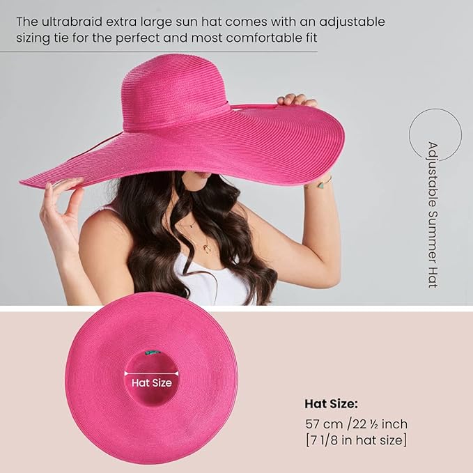 San Diego Hat Company Women's Ultrabraid X-Large Brim Hat, Adjustable Sun Hat with UPF 50+
