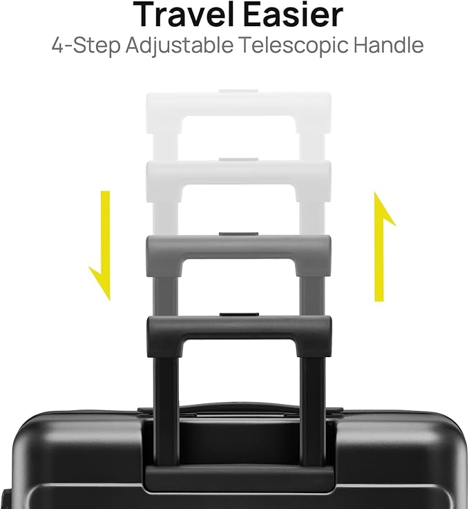 Carry on Luggage 22 X 14 X 9 Airline Approved, 20 Inch Luggage for 3-5 Days Travel, Double Spinner Wheels, 100% Hardshell PC, TSA Lock (01-Black (Basic), Set 2PCS (20-Inch/28-Inch))