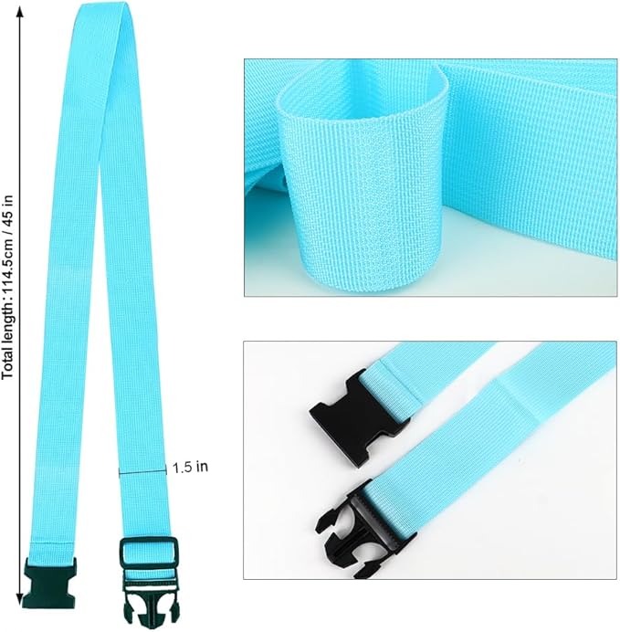 2Pack Luggage Straps for Suitcases, Travel Connector for Carry On Bag, Add Bag to Connect Two Suitcases, Adjustable Belt Attachment Accessories for Connect Your 3 Luggages, Light Blue