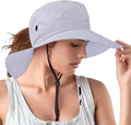 Rosoz Ponytail Sun Bucket Hats for Women UV Protection Foldable Mesh Wide Brim Hiking Beach Fishing Summer Safari