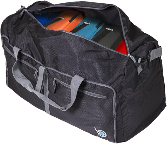 Bago Foldable Duffel Bags for Traveling Women & Men - 60L Medium Packable Duffle Bag for Travel with Shoe Compartment - Water Repellant, Heavy Duty, Lightweight Folding & Collapsible (SnowPink)