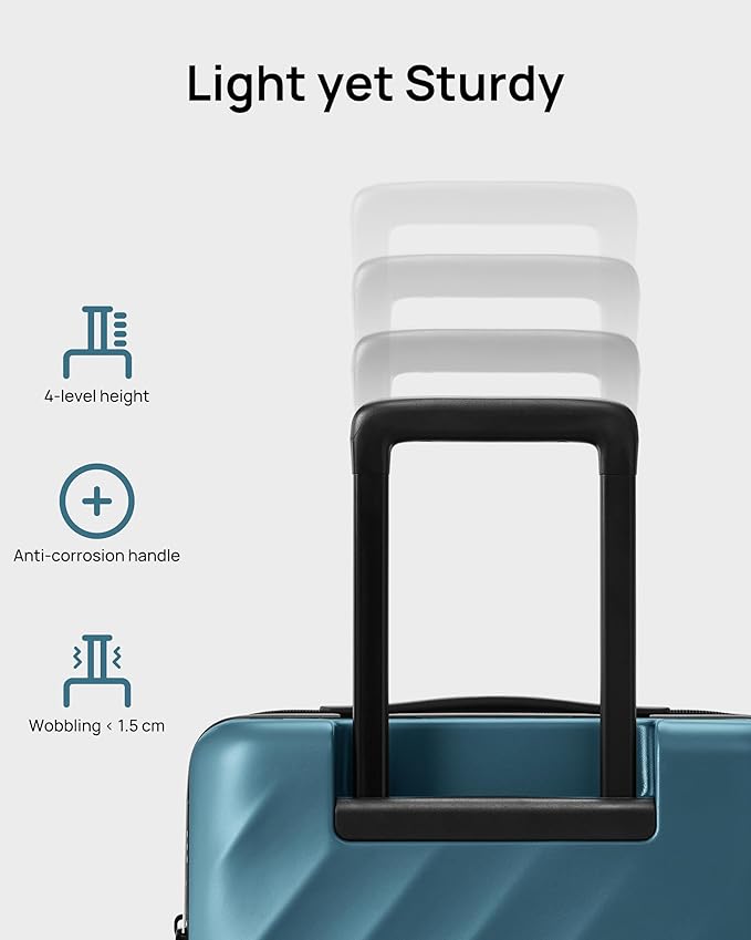 Luggage Sets 2 Piece, Carry On Luggage Airline Approved, Large Checked Trunk Luggage with Smooth Spinner Wheels, Hard Case PC Suitcase Sets, TSA Approved, 20in/29in (Topaz Blue, Hudson)
