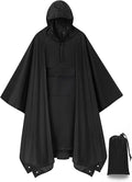 salamra Hooded Rain Poncho Waterproof Raincoat Jacket for Men/Women/Adults with Pocket
