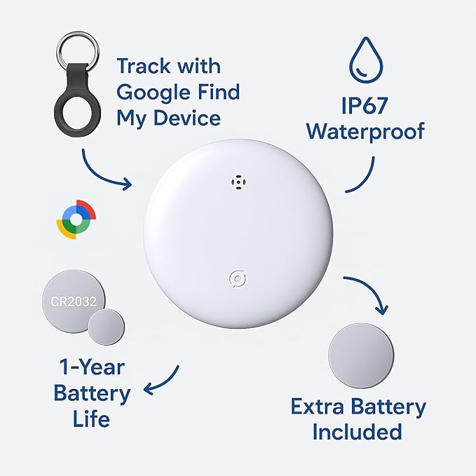 air Tags-4 Pack Android,Android Compatible Air Tracker Tag - Tracker Tags for Android Phones, Supports Google Find My Device, 2025 New Model (Black 4 Pack)