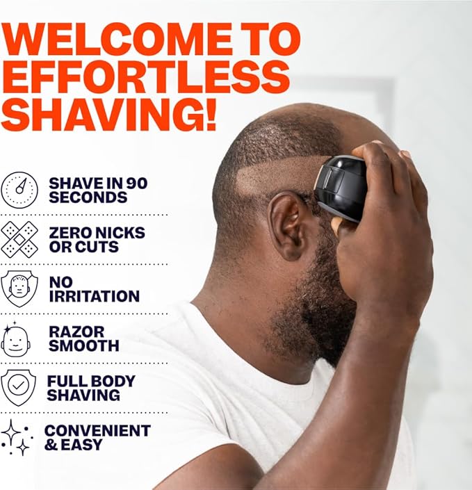 Freebird FlexSeries Electric Head & Body Hair Shaver - Mens Cordless Rechargeable Wet/Dry Skull Bald Head Back & Groin Waterproof Razor with Rotary Blades, Clippers, Nose Trimmer, Brush, Massager