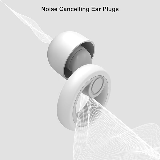 Ear Plugs for Sleeping Noise Cancelling 2 Sets, Reusable Earplugs Hearing Protection 30dB, Soft Silicone Ear Plugs for Concerts, Party, Focus - 8 Pairs Ear Tips in XS/S/M/L - White