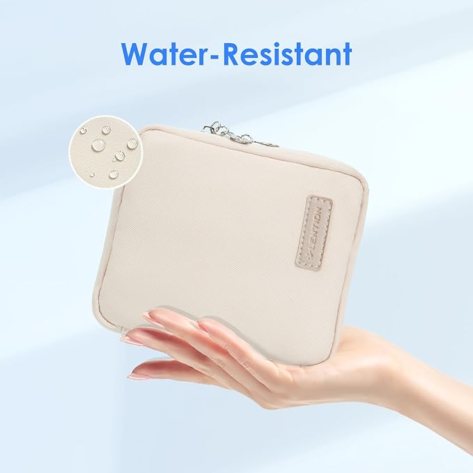 LENTION Cable Organizer Bag, Electronics Accessories Organizer, Waterproof Cable Bag for Power Bank, Chargers, USB Cables, SD Cards, Earphones (apricot)