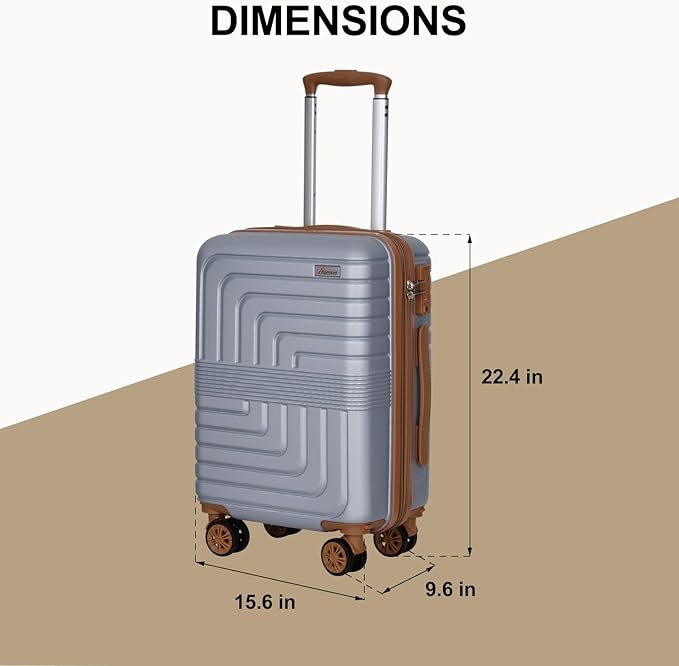 Romswi Expandable 22" Carry On Luggage,Hardshell Suitcase with Double Spinner Wheels for 20% More Space, Airline Approved Lightweight Hardside Luggage, Scratch-Resistant & YKK Zipper,Silver