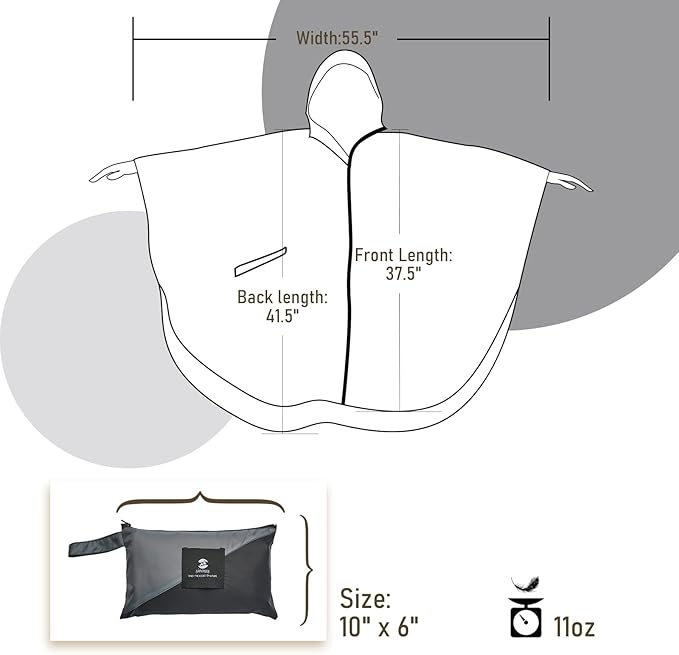 SaphiRose Rain Poncho Jacket Coat Hooded for Adults with Pockets