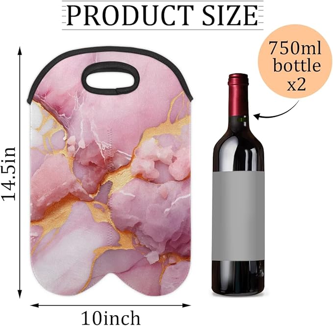 Wine Carrier Tote Personalized Bag for 2 Bottles - Neoprene Wine Bottle Holder with Carry Handle, Wine Protective Bag Insulated Bag Beer Cans Water Bottle Holder for Travel Picnic,Style10