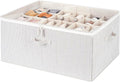 StorageWorks Shoe Organizer for Closet, Fits up to 24 Pairs, Shoe Cubby Storage Containers with Adjustable Dividers and Clear Cover, Gray and White Stripes