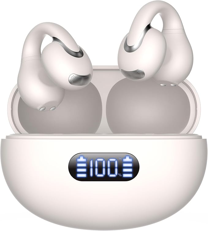 Language Translation Earbuds Real Time, IAMJOY Language Translator Earbuds Open Ear Clip-On Earbuds, Audifonos Traductores Inglés Español Language Translator Device with APP for Travel Study, White