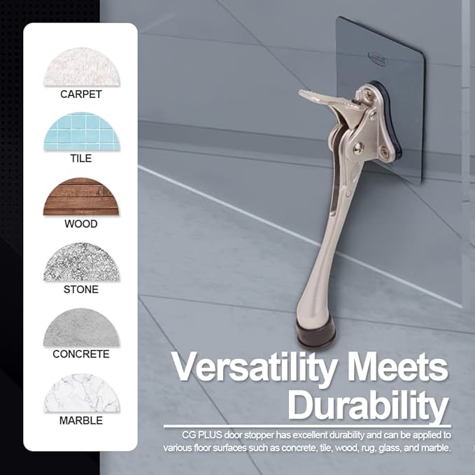 One-Touch Doorstop Adhesive Bracket (White, 6inch x 2pack)
