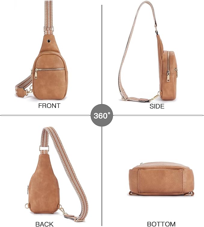 Telena Small Sling Bag for Women Leather Crossbody Fanny Packs Chest Bag for Women