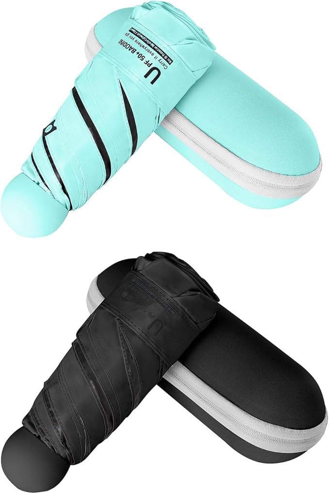 BAODINI Travel Mini Umbrella for Purse With Case Small Compact UV Sun Protection Sun Lightweight Tiny Pocket Umbrella for Women Kids and Men