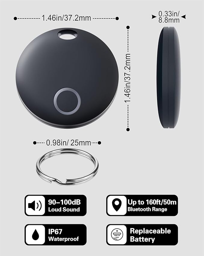 Air Tracker Tag, Bluetooth Tracker-4 Pack Works with Apple Find My (iOS Only), Smart Tags for Luggage, Keys, Backpack, IP67 Waterproof
