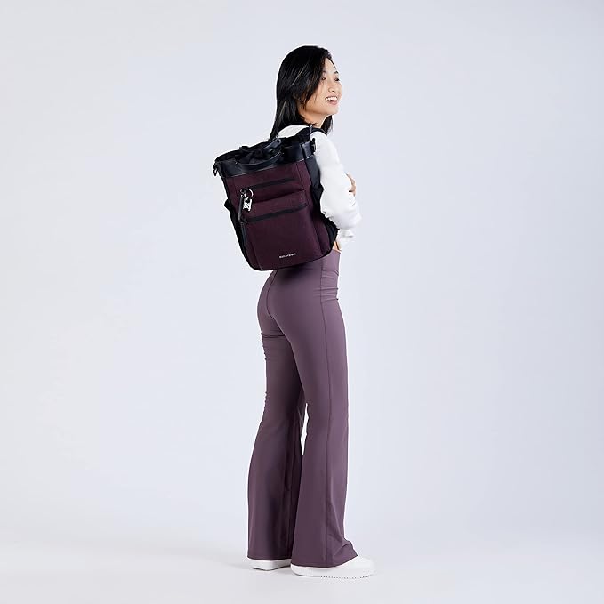 Sherpani Soleil, Anti Theft Convertible Backpack, 3 in 1 Tote Bag, Crossbody Bag, Cross Body Purse, 18L Travel Backpack, Travel Gifts for Women, RFID Protection, Fits 13” Laptop (Merlot Lite)
