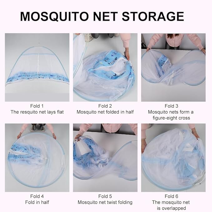 Pop-Up Mosquito Net Tent for Beds, Portable Folding Design with Net Bottom Bedroom and Outdoor Trip for Baby Adults, Easy to Install and Wash for Twin to King Size Bed 79 x71x59 inch (A)