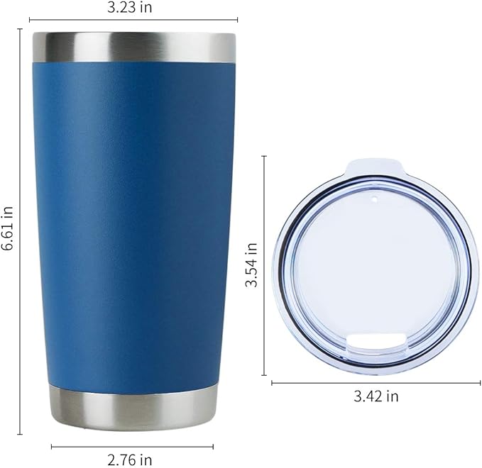 DOMICARE 20oz Stainless Steel Tumbler Bulk with Lid, Double Wall Vacuum Insulated Travel Mug, Powder Coated Coffee Cup, Dark Blue, 12 Pack