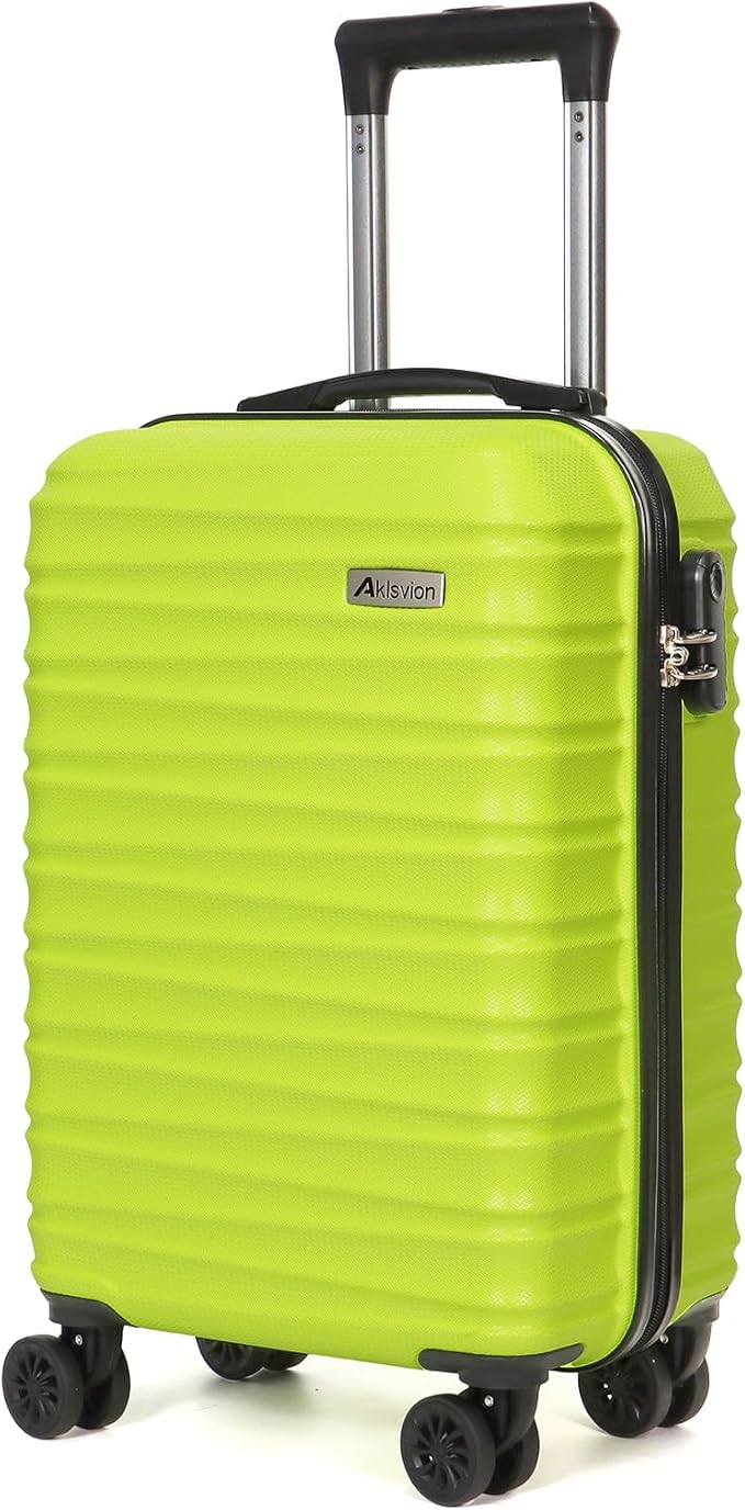 Carry on luggage 20 In suitcase with Spinner Wheels ABS & PC Hardside Luggage（Lime）