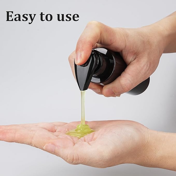 Travel Bottles Plastic Pump Bottle Dispenser TSA Approved 3.4oz/100ml 4 Pack Travel Refillable Shampoo and Conditioner Bottles Empty Travel Size Bottles for Cosmetic, Lotion, Liquid Soap (Brown)