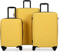Campfun 3 Piece Luggage Sets, Hardshell ABS Luggage with TSA Lock, Carry On Suitcase Sets Lightweight Durable with 2 Hooks & Spinner Wheels, 20in/24in/28in - Yellow(C)