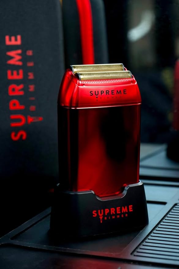 Supreme Trimmer 2-in-1 DLC T-Shaper Trimmer & Crunch Foil Shaver | STF602 Electric Razor & ST5206 Beard Trimmer Barber Haircut Kit | Red