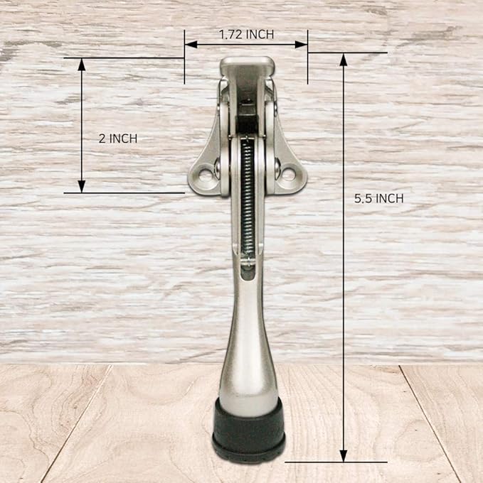 Door Stopper, One-Touch semi-Automatic Metal Door Stopper, with Non-Slip Rubber Tip for Wood, Concrete, Tiled, and Carpeted Floors (4inch x 1pack, Brown)