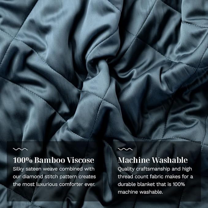 LUXOME Lightweight Blanket | 100% Rayon (Viscose) from Bamboo Fabric & Fill | King/Cal King - 98"x92" | Thermal-Regulating | Ocean