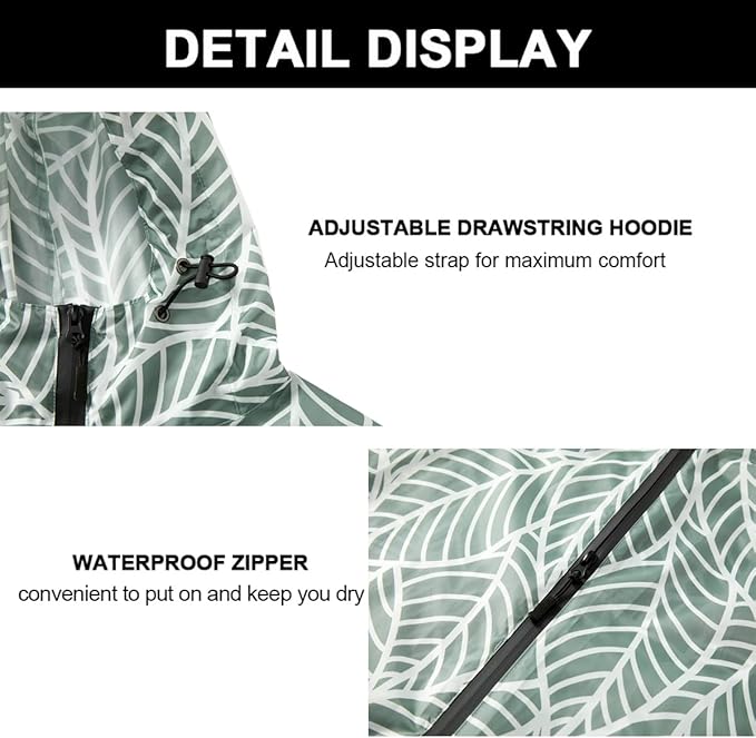 Rain Poncho Jacket Coat Hooded Zipper Style for Women/Men/Adult with Pocket