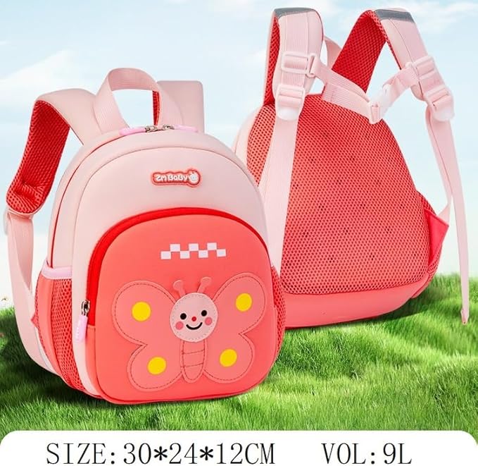Padgene Toddler Harness Backpacks Safety Leash Kids Anti Lost Kindergarten Preschool Backpack Neoprene Lightweight Animal Schoolbag 3D Cartoon Butterfly Mini Travel Bag for Boys Girls Ages 3-5