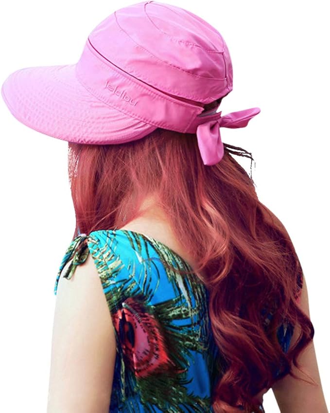 HINDAWI Sun Hats for Women with UV Protection Wide Brim Sun Hat Visor Summer Beach Outdoor Foldable Womens Cap
