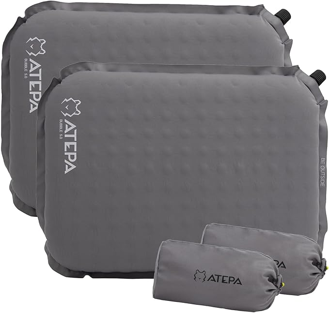 ATEPA Inflatable Stadium Seat Cushion, Self-Inflating Memory Foam Stadium Seats Bleacher Seat Chair Cushion Pad for Airplane Travel Backpacking Sports Events