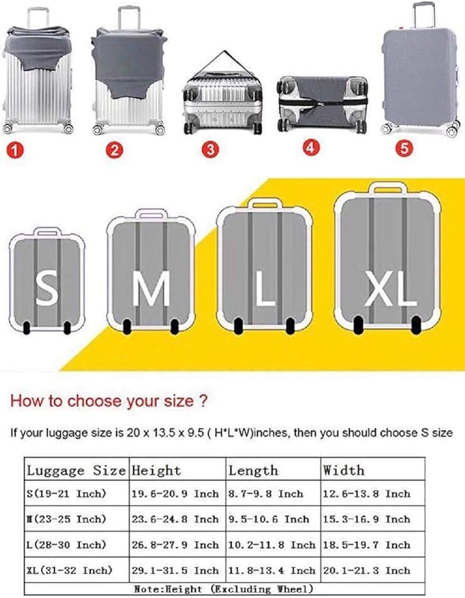 7-Mi Travel Luggage Cover Protector, Washable Suitcase Protector Anti-scratch Spandex Baggage Covers Fits 23-25 Inch Luggage