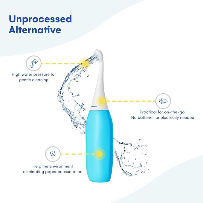 The Original HAPPYPO Butt Shower - Portable Bidet for Travel - Known from German Shark Tank - The Easy-Bidet 2.0 Replaces Wet Wipes (Color: Light Blue)