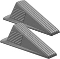 Frienda 2 Pcs Jumbo Door Stoppers Heavy Duty Door Stopper Tall up to 2inch Tall Wedge TPR Large Wedge Stackable Big Rubber Doorstop for Hotel Carpet Hardwood Concrete and Tile (Gray)