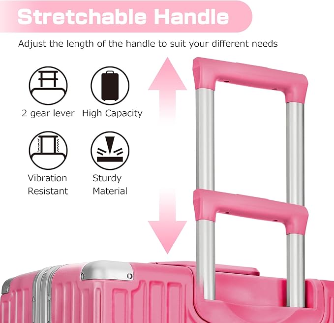 AnyZip Luggage Aluminium Frame Suitcase Hard Shell TSA Lock No Zipper 28In Rose Pink