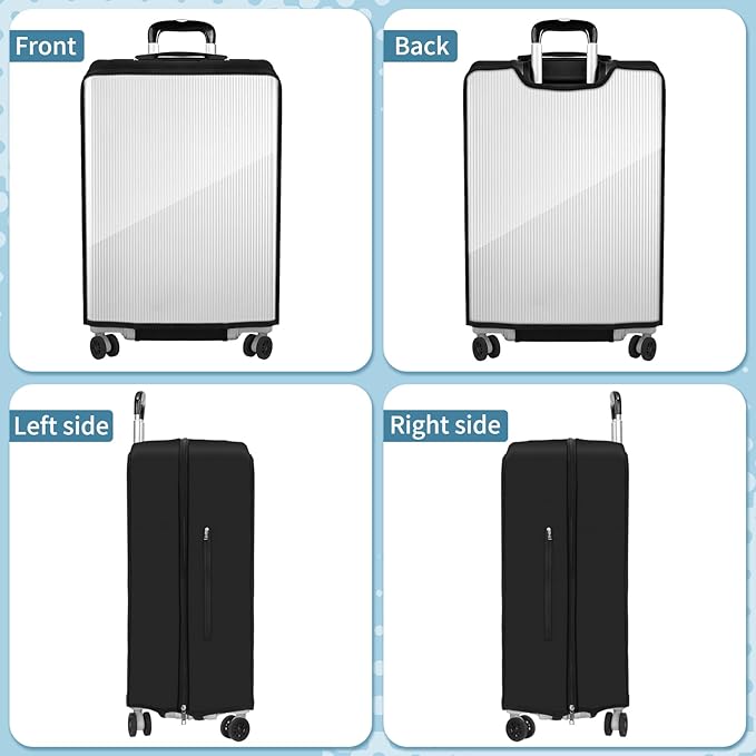 Yotako Upgraded Double Zippered Transparent PVC Suitcase Cover, No Disassembly Required Clear Luggage Protector for Suitcase Luggage Protector Cover 24''