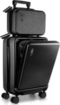 22 Inch Carry On Luggage 22x14x9 Airline Approved, Carry On Suitcase with Wheels, Hard-shell Carry-on Luggage, Durable Luggage Carry-On, Black Small Suitcase with Cosmetic Case