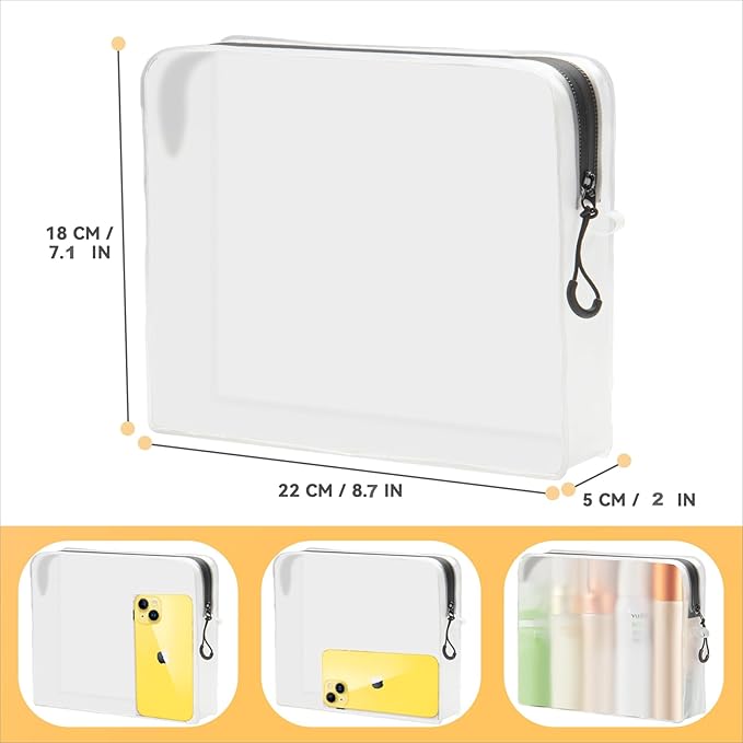 Qbily Clear Leak Proof Travel Bags for Toiletries 3 Pack, Super Soft Waterproof Leak Proof BPA Free, Semi-Clear Toiletry Cosmetic Makeup Bags for Travel, TSA Approved Travel Toiletry Bag With Zipper