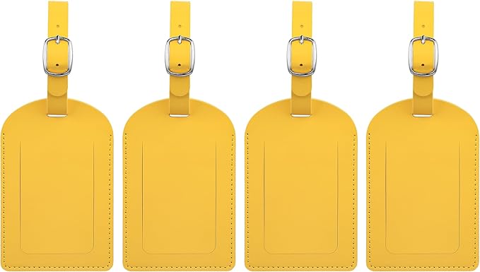 4-Piece Luggage Tags for Suitcase Travel Bag Labels Privacy Protection Luggage Tag for Baggage PVC Baggage ID Label Tags Yellow