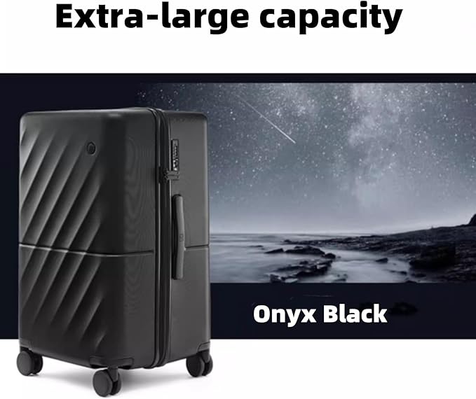 Trunk Luggage 29 Inch, Large Checked Luggage with Double Spinner Wheels, Anti-Burst Zipper, Hard Case PC Suitcase, Lightweight Travel Luggage, TSA Approved (Onyx Black, Hudson)