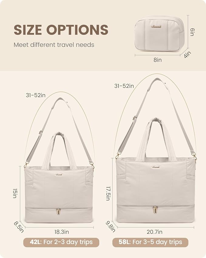 LOVEVOOK Travel Duffle Bag, Puffer Weekender Bags for Women with Shoe Compartment, Carry On Overnight Hospital Bag, Gym Tote