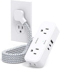 Travel Essentials, 6 Ft Power Strip with 4 Outlets and 3 USB Ports(2 USB C), Addtam Flat Plug Small Extension Cord,Non Surge Protector for Cruise Ship, Travel, Dorm Room Essentials, ETL Listed, White