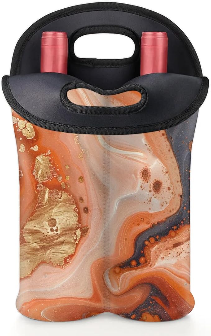 Wine Carrier Tote Personalized Bag for 2 Bottles - Neoprene Wine Bottle Holder with Carry Handle, Wine Protective Bag Insulated Bag Beer Cans Water Bottle Holder for Travel Picnic,Style14