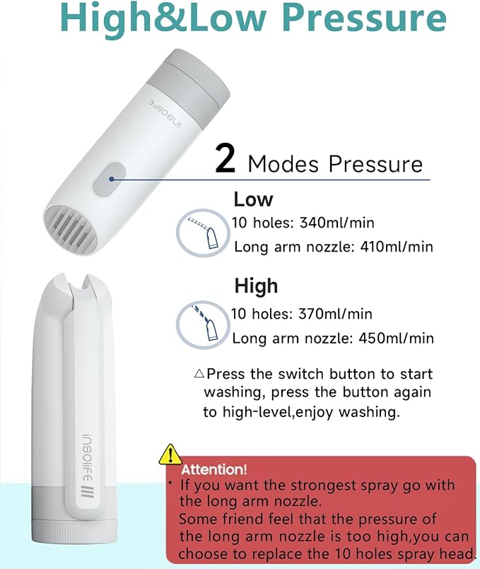 Portable Bidet | High Pressure Travel Bidet | Rechargeable Electric Portable Bidets for Men & Women | Portable Bidets for Travel