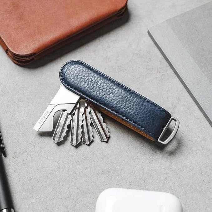 Jibbon Italian Premium Leather Key Organizer - Stylish Key Holder with Marine Grade 316 Stainless Steel, Compact EDC Keychain
