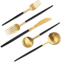 Matte Black Gold Silverware Set, 20-Piece Stainless Steel Flatware Set, Satin Finish tableware Cutlery Set, Service for 4, Home and Restaurant, Dishwasher Safe