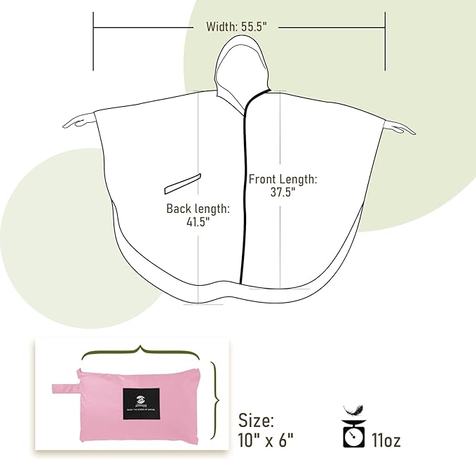SaphiRose Unisex Rain Poncho Raincoat Hooded for Adults Women with Pockets